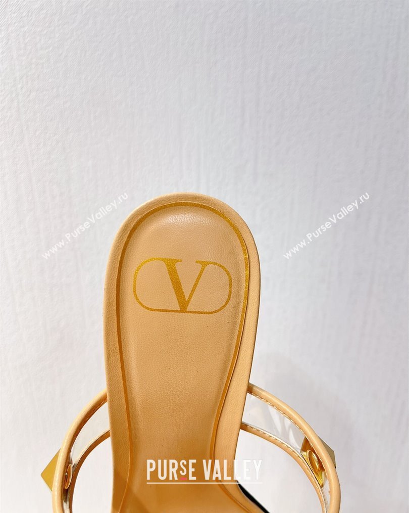 Valentino Roman Stud Heel Slide Sandals in Leather and PVC Nude 2023 VT102704 (MD-231027091)