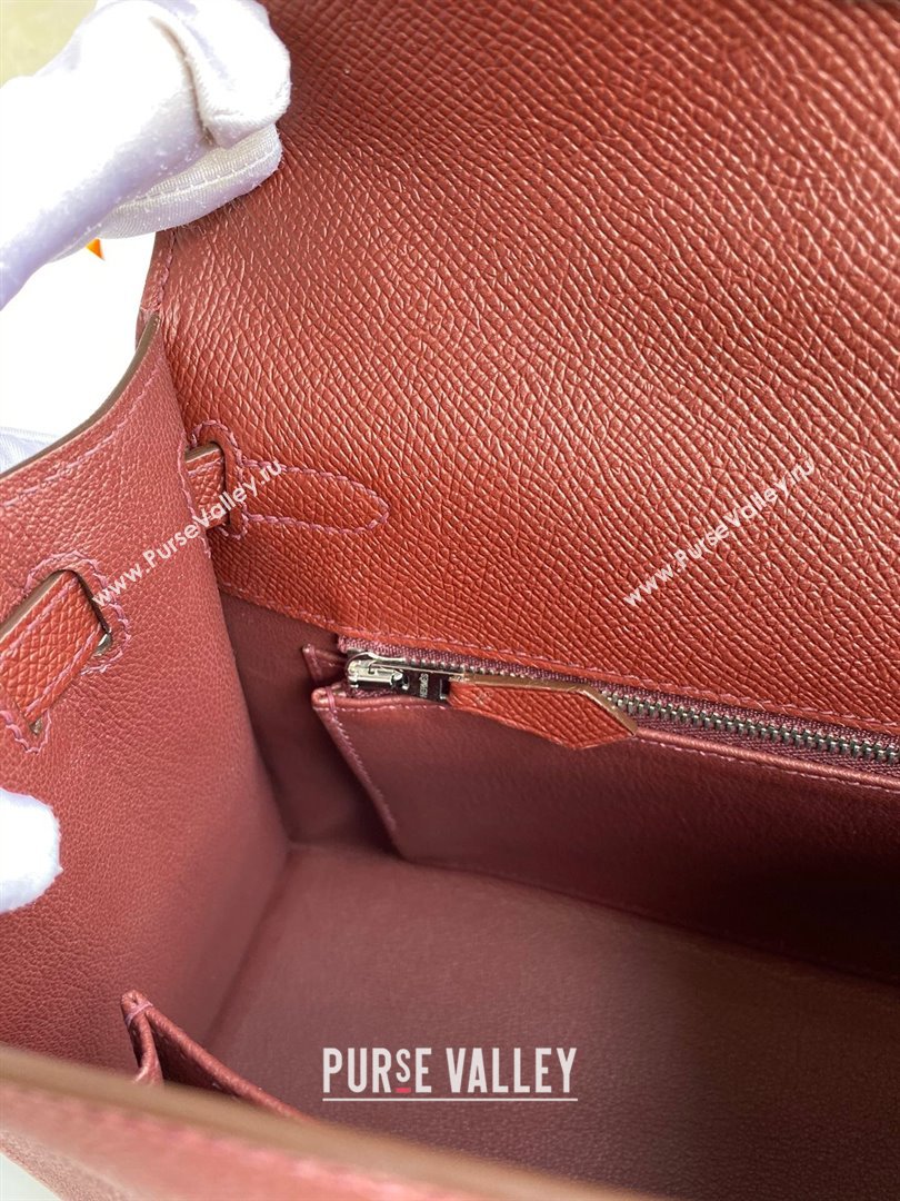 Hermes Kelly 25/28/32cm Bag in Original Epsom Leather Burgundy/Silver 2024 (Handmand) (M-24021906)