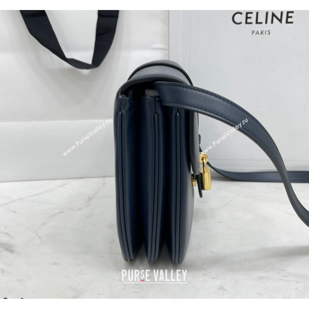 Celine Medium Tabou Shoulder Bag in Smooth Calfskin Navy Blue 2021 196583 (BL-21090408)