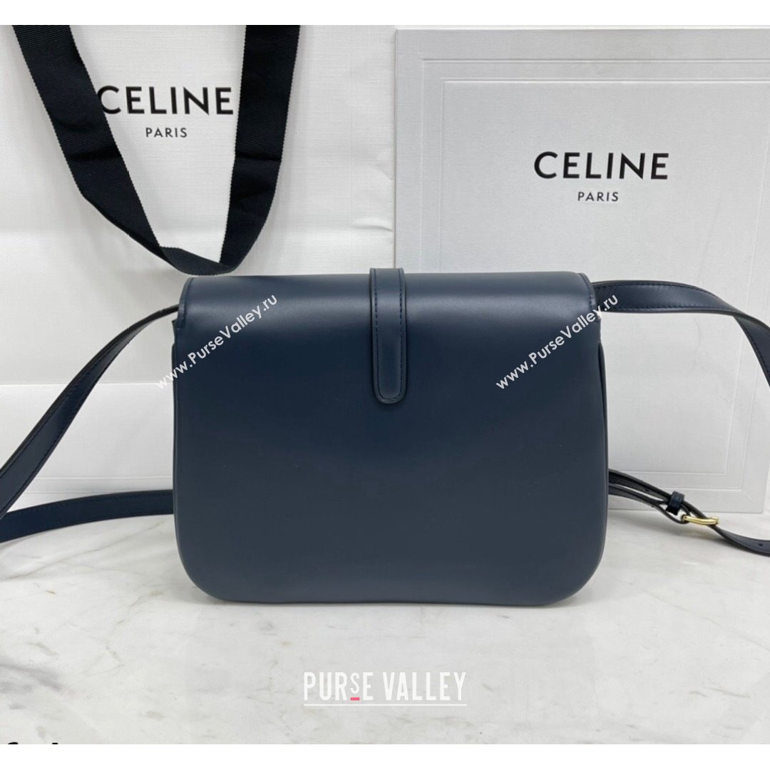 Celine Medium Tabou Shoulder Bag in Smooth Calfskin Navy Blue 2021 196583 (BL-21090408)