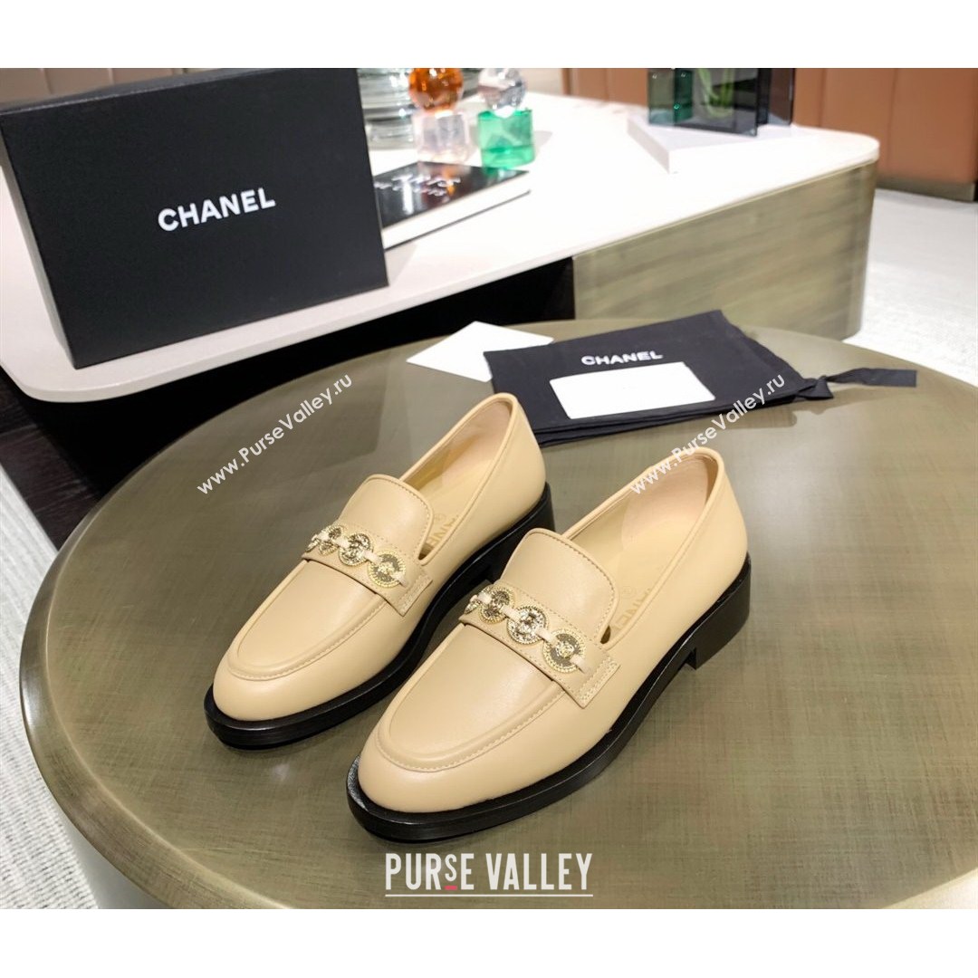 Chanel Calfskin Loafers with Coin Charm G37932 Apricot 2021 (MD-21080934)