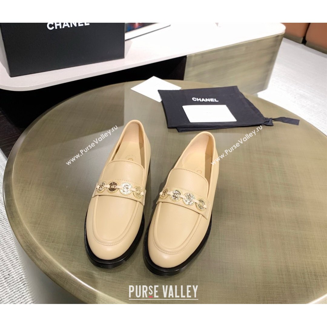 Chanel Calfskin Loafers with Coin Charm G37932 Apricot 2021 (MD-21080934)