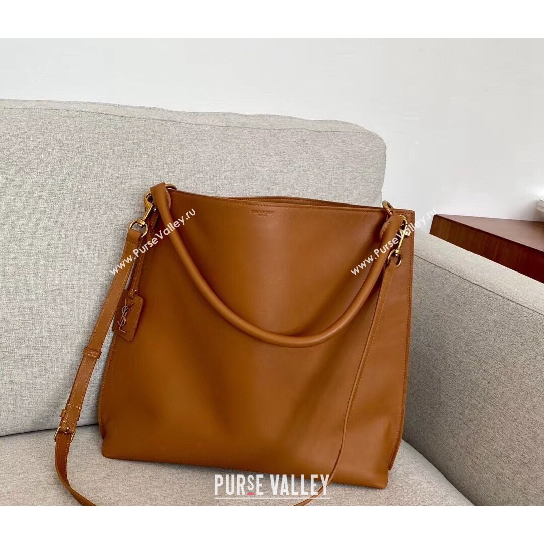 Saint Laurent Tag Hobo Bag in Smooth Calfslin 635266 Brown 2021 (YID-210820060)