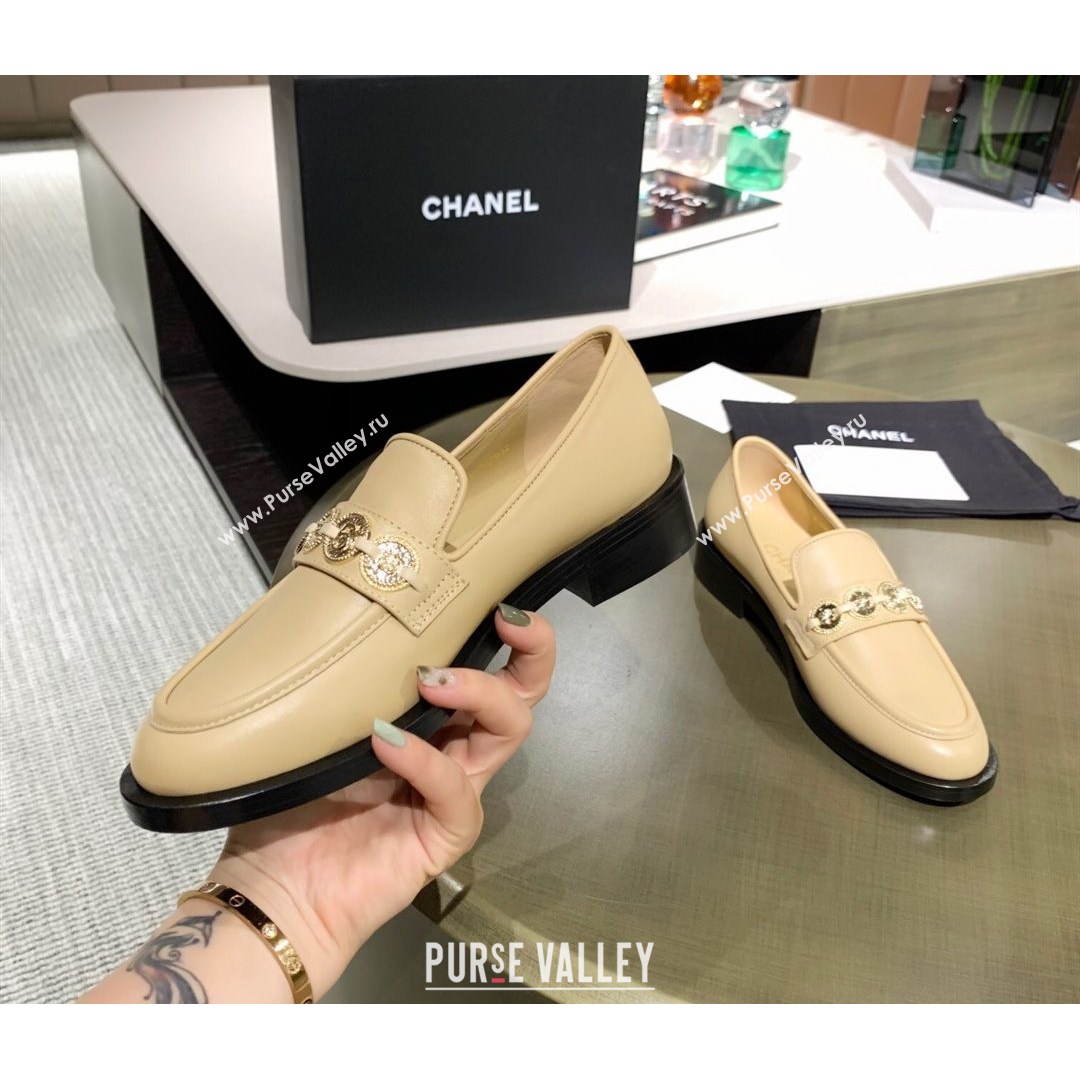 Chanel Calfskin Loafers with Coin Charm G37932 Apricot 2021 (MD-21080934)