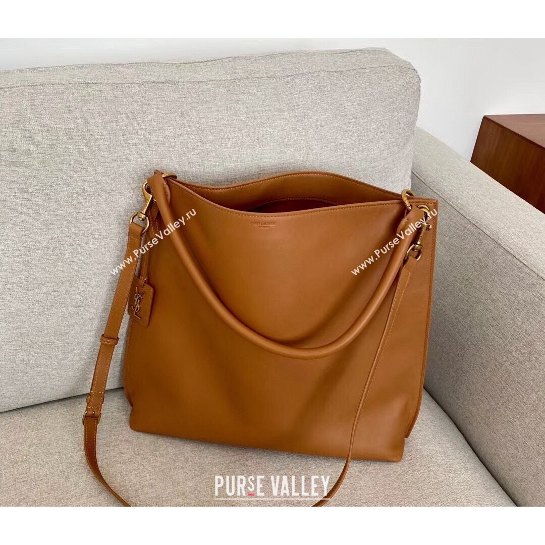 Saint Laurent Tag Hobo Bag in Smooth Calfslin 635266 Brown 2021 (YID-210820060)