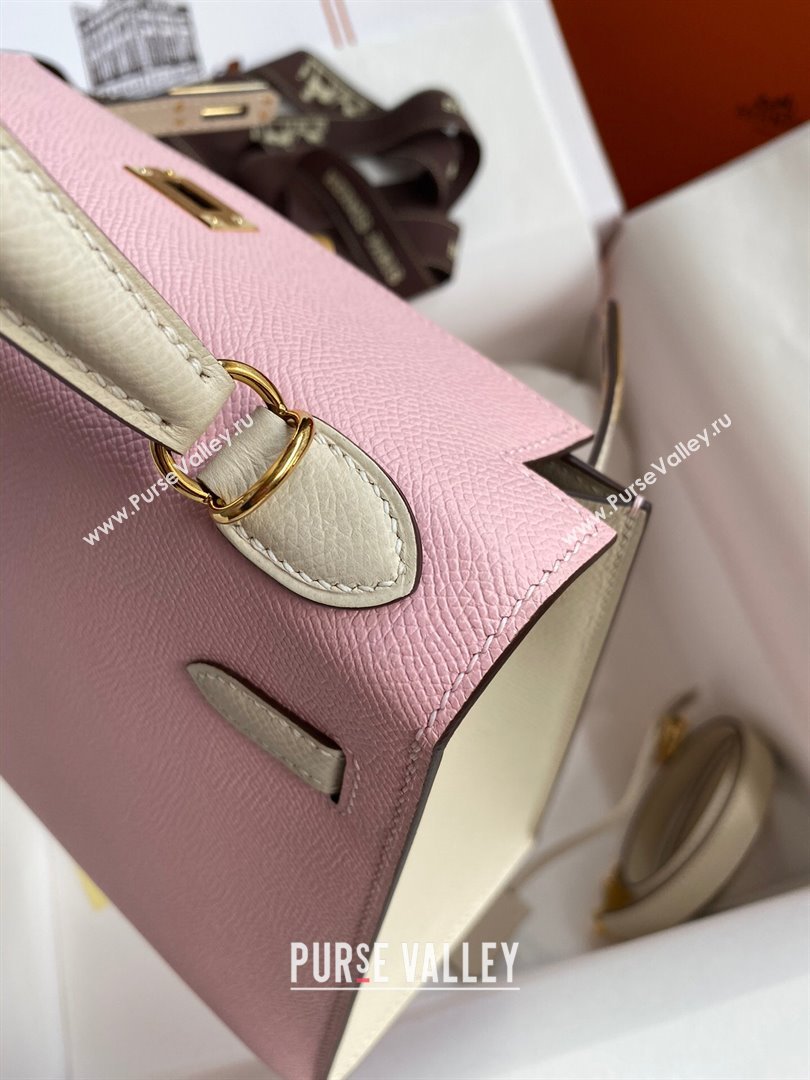 Hermes Kelly 25/28/32cm Bag in Original Epsom Leather 3Q Pink/White/Gold 2024 (Handmand) (M-24021908)