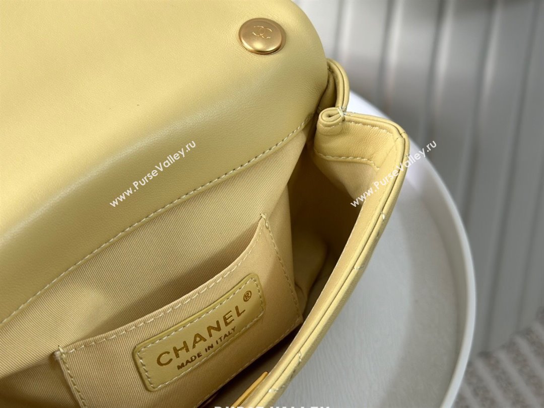 Chanel Lambskin Small Flap Bag with Pearl Chain AS4861 Yellow 2024 (SM-24072321)