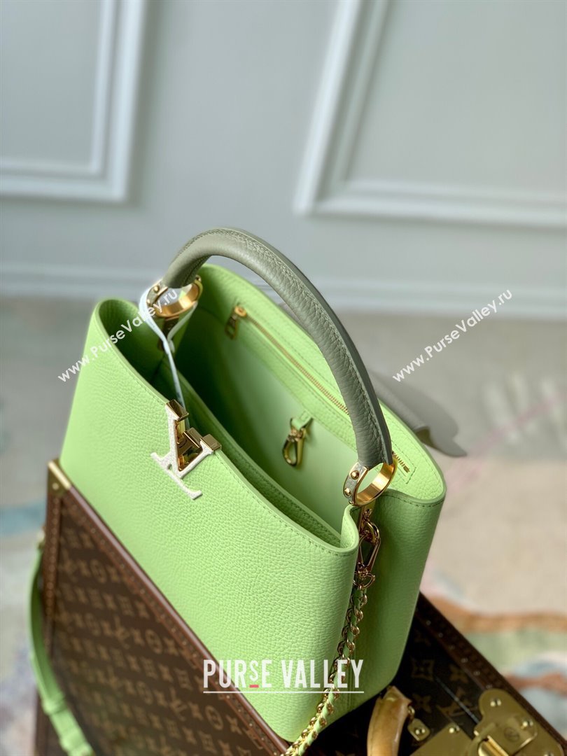 Louis Vuitton Capucines MM Bag in Taurillon Leather M21689 Green 2024 (K-24091405)