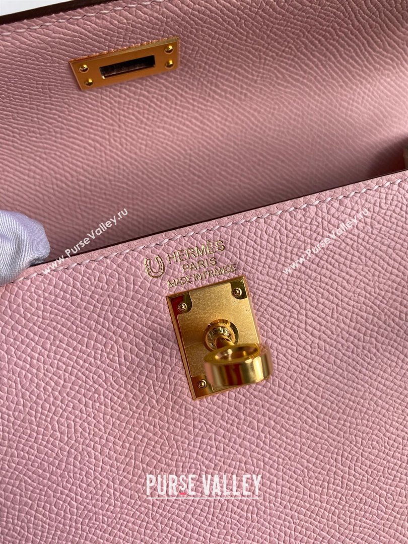 Hermes Kelly 25/28/32cm Bag in Original Epsom Leather 3Q Pink/White/Gold 2024 (Handmand) (M-24021908)