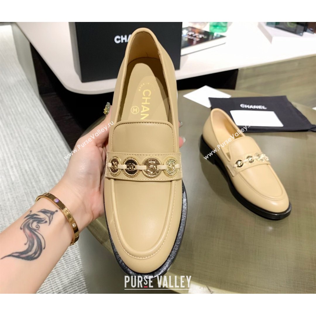 Chanel Calfskin Loafers with Coin Charm G37932 Apricot 2021 (MD-21080934)