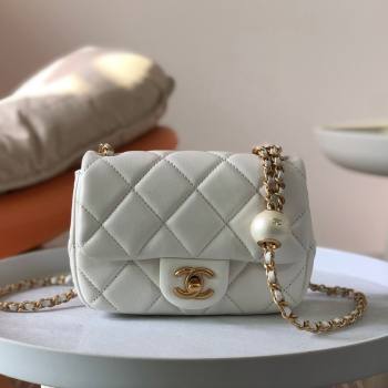 Chanel Lambskin Mini Flap Bag with Pearl Chain AS4868 White 2024 (SM-24072318)