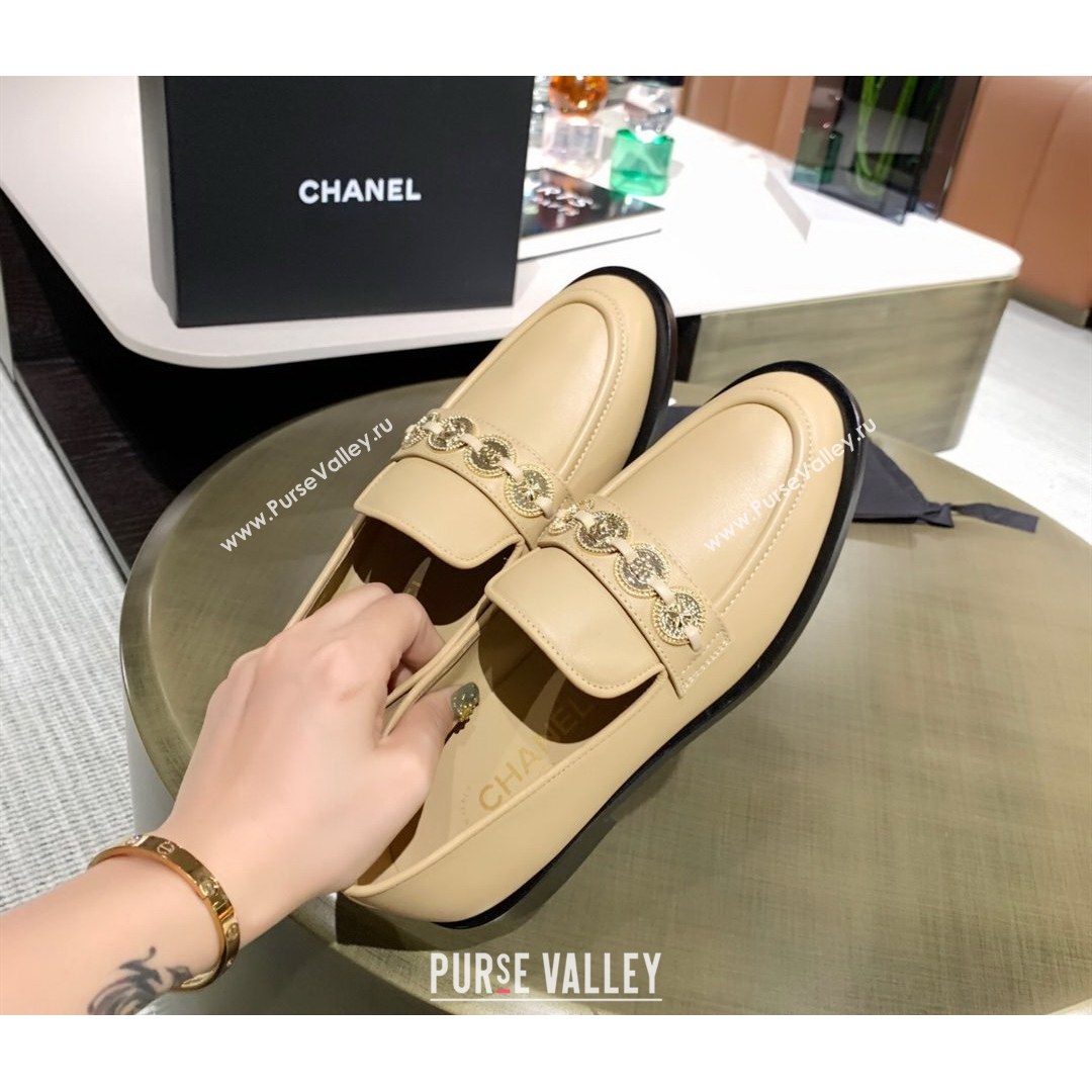 Chanel Calfskin Loafers with Coin Charm G37932 Apricot 2021 (MD-21080934)