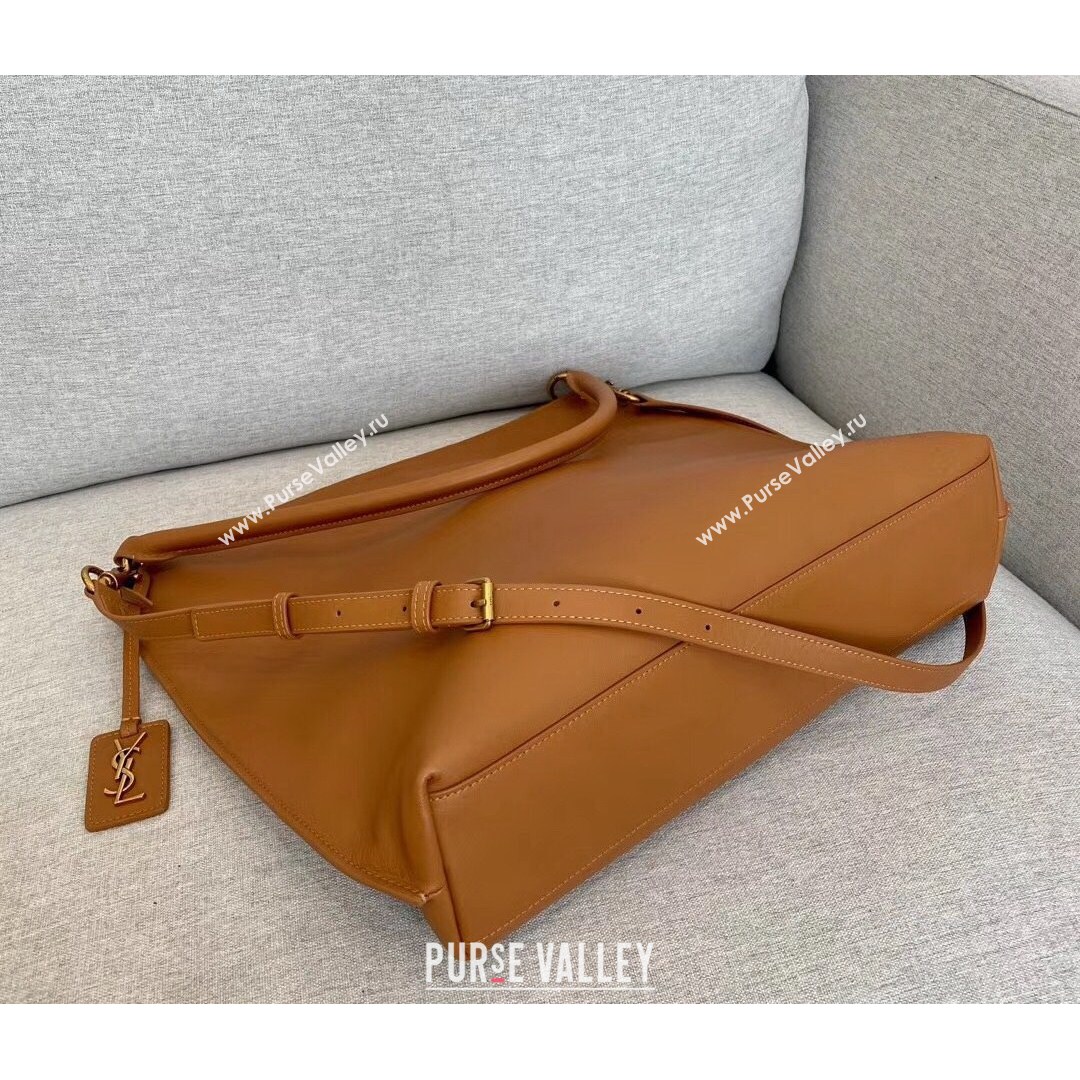 Saint Laurent Tag Hobo Bag in Smooth Calfslin 635266 Brown 2021 (YID-210820060)