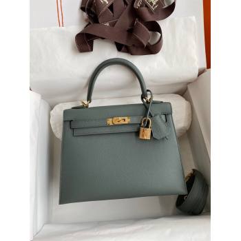 Hermes Kelly 25/28/32cm Bag in Original Epsom Leather Almond Green/Gold 2024 (Handmand) (M-24021909)