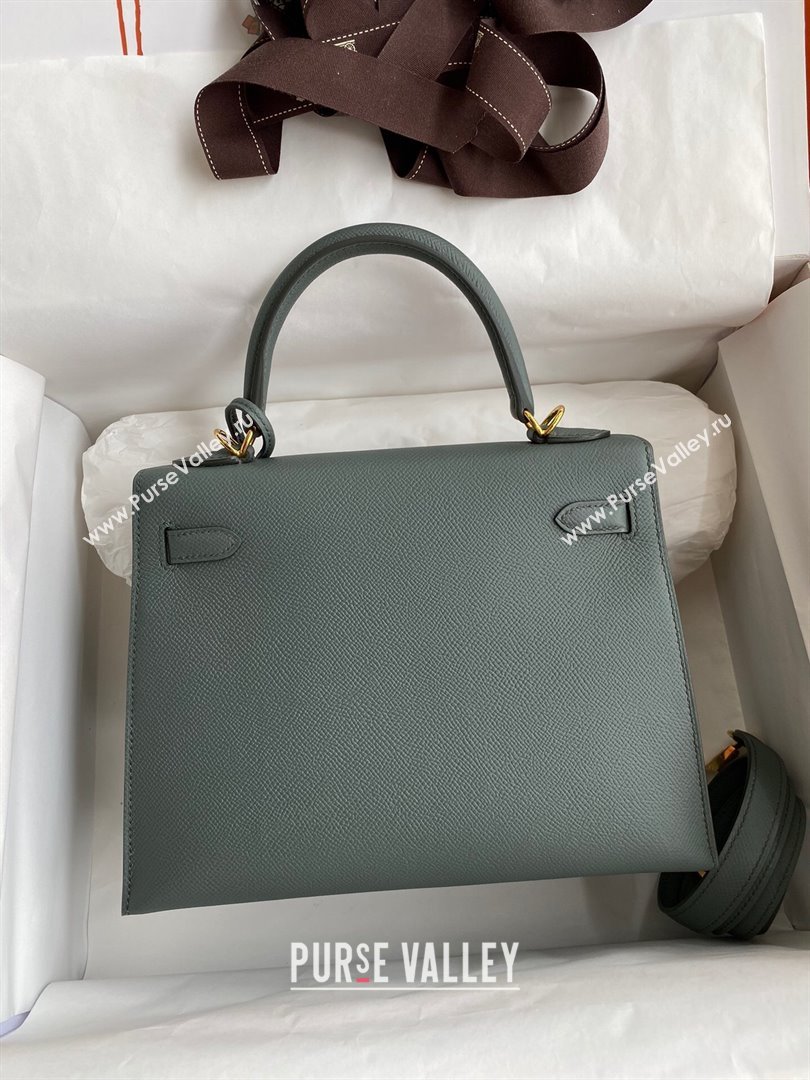 Hermes Kelly 25/28/32cm Bag in Original Epsom Leather Almond Green/Gold 2024 (Handmand) (M-24021909)