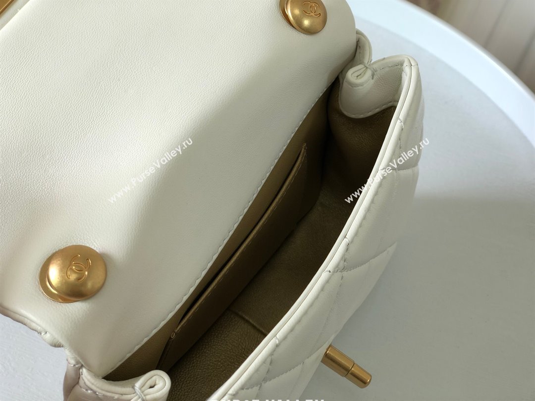 Chanel Lambskin Mini Flap Bag with Pearl Chain AS4868 White 2024 (SM-24072318)