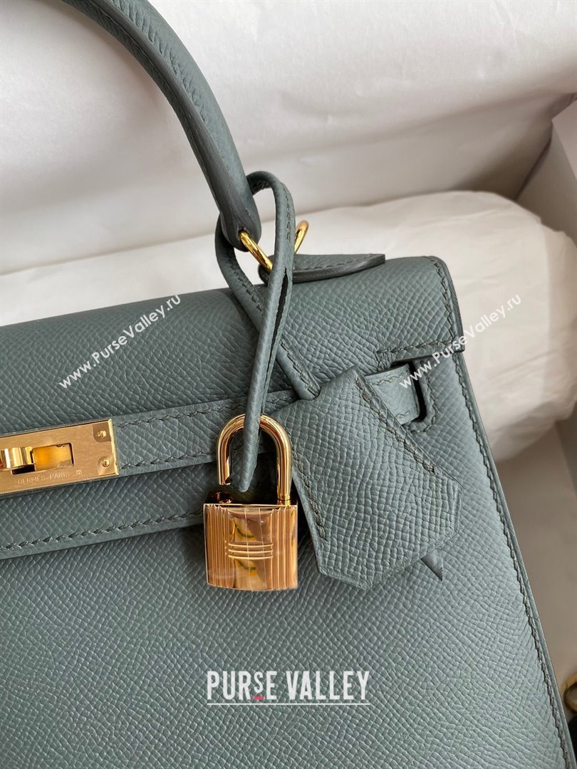 Hermes Kelly 25/28/32cm Bag in Original Epsom Leather Almond Green/Gold 2024 (Handmand) (M-24021909)