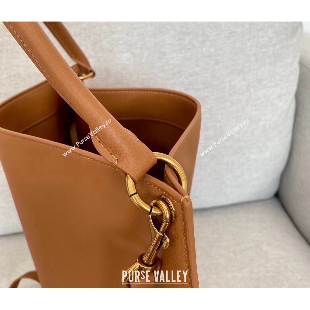 Saint Laurent Tag Hobo Bag in Smooth Calfslin 635266 Brown 2021 (YID-210820060)