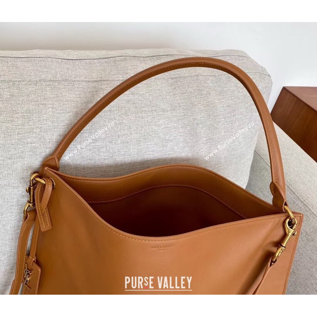 Saint Laurent Tag Hobo Bag in Smooth Calfslin 635266 Brown 2021 (YID-210820060)