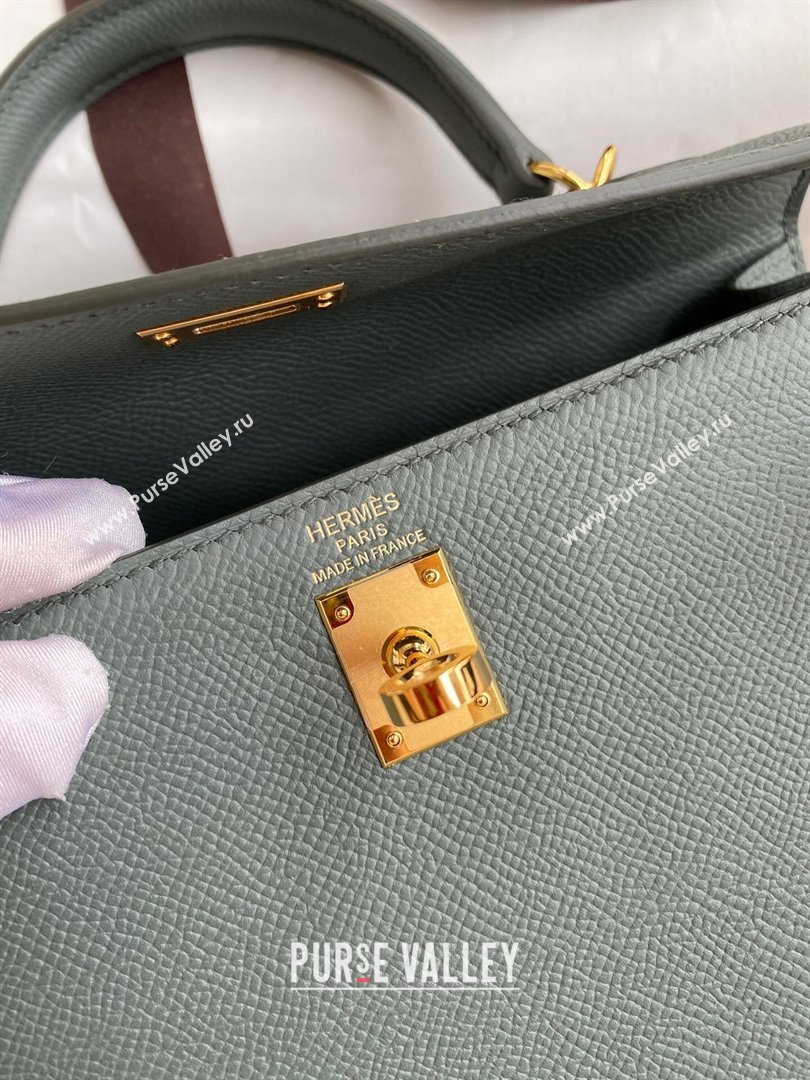 Hermes Kelly 25/28/32cm Bag in Original Epsom Leather Almond Green/Gold 2024 (Handmand) (M-24021909)