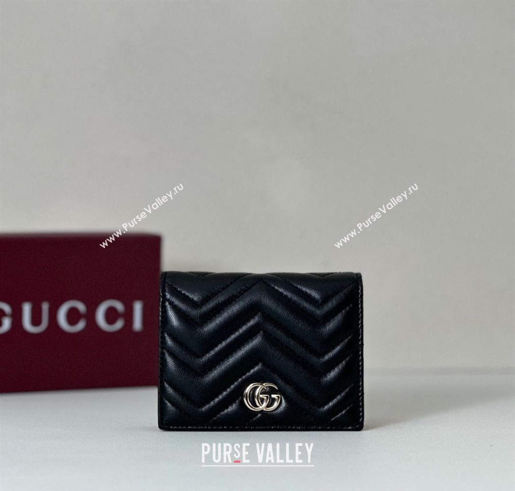 Gucci GG Marmont Leather small wallet Black 2025 466492 (DLH-250808008)