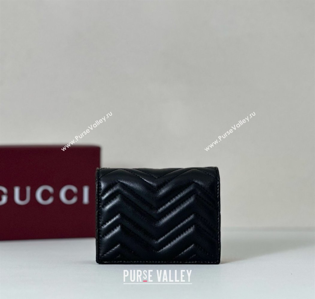 Gucci GG Marmont Leather small wallet Black 2025 466492 (DLH-250808008)