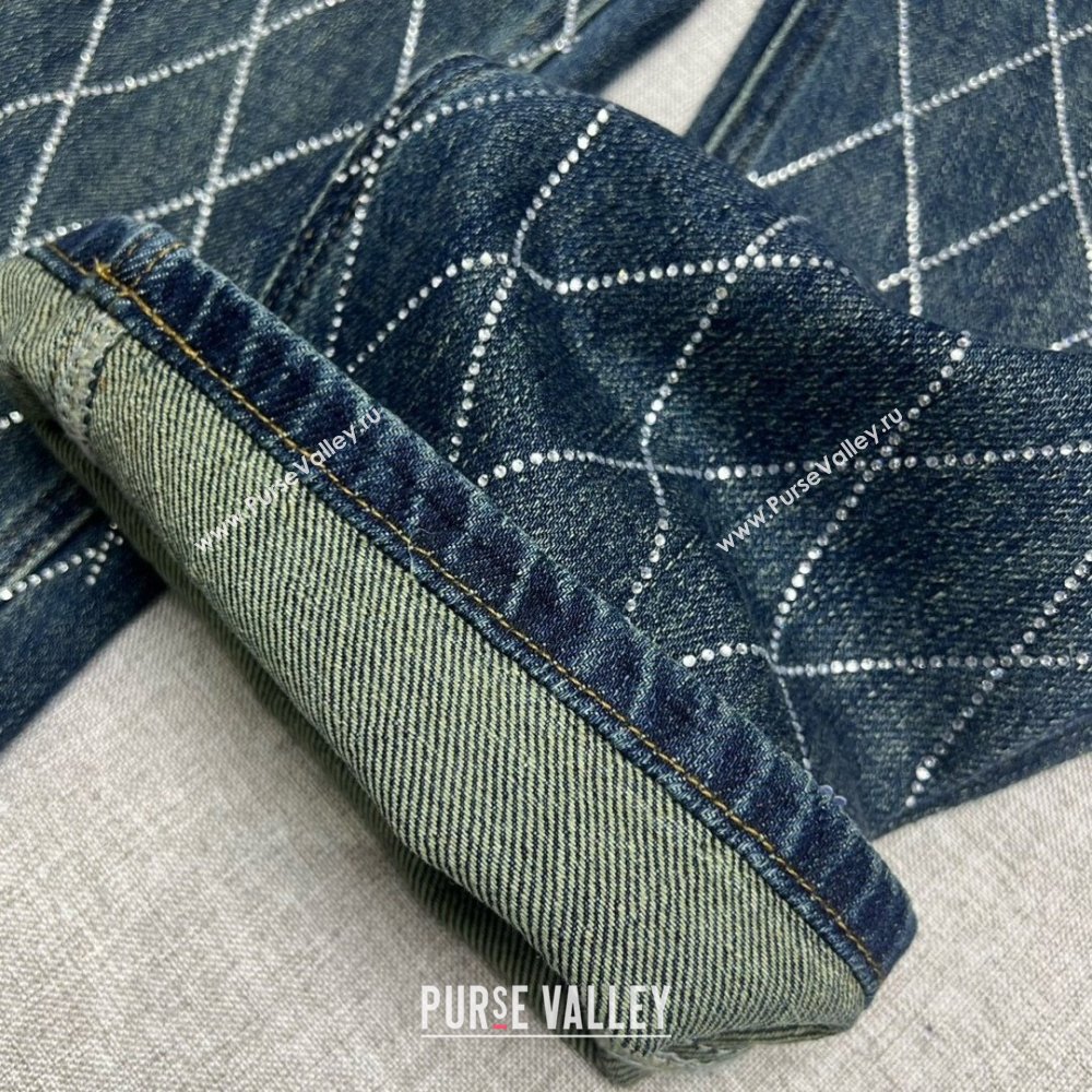 Chanel Crystal Denim Jeans with Chain Belt CH040317 Blue 2024 (Q-24040317)