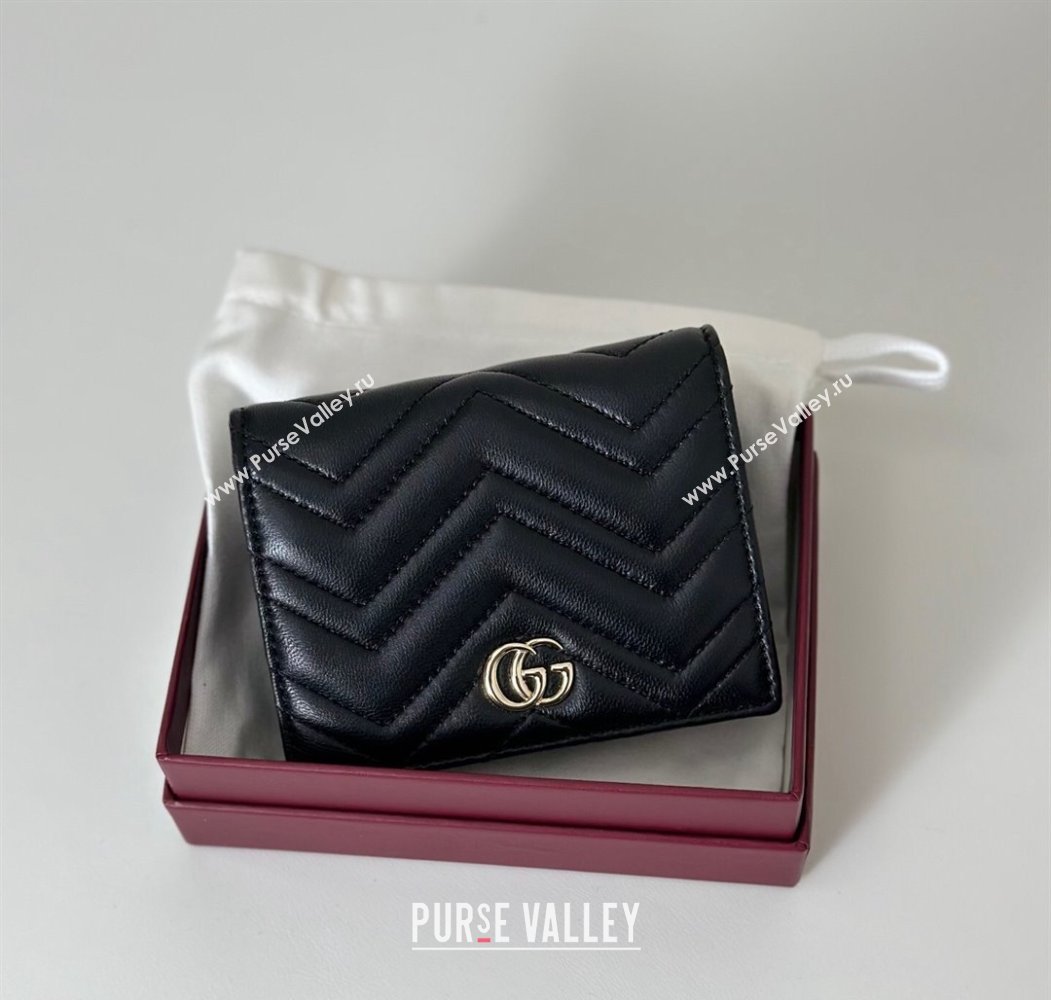 Gucci GG Marmont Leather small wallet Black 2025 466492 (DLH-250808008)