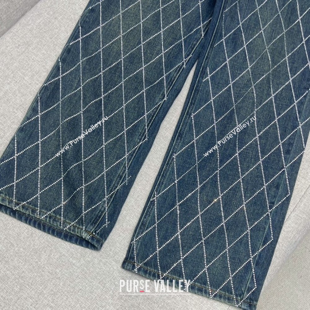 Chanel Crystal Denim Jeans with Chain Belt CH040317 Blue 2024 (Q-24040317)