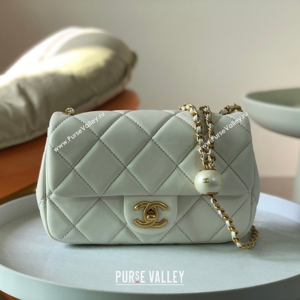 Chanel Lambskin Small Flap Bag with Pearl Chain AS4861 White 2024 (SM-24072322)