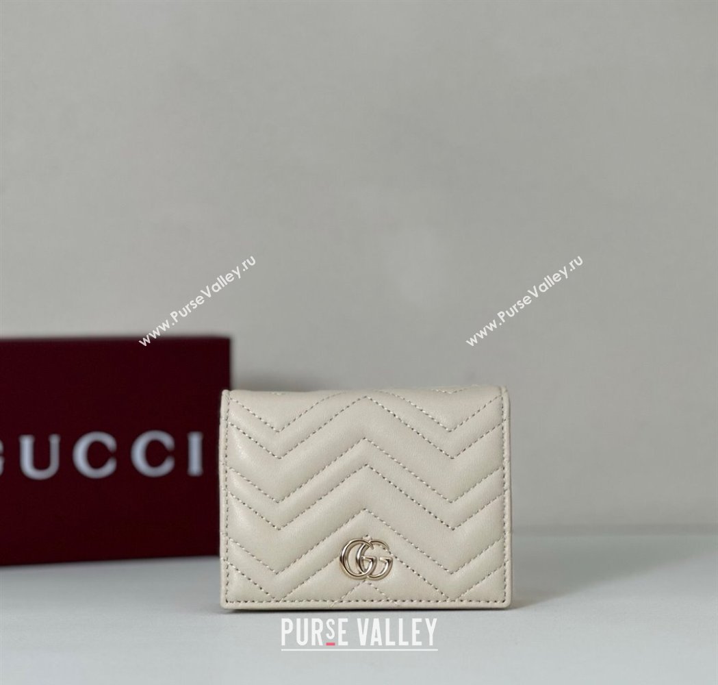Gucci GG Marmont Leather small wallet White 2025 466492 (DLH-250808009)