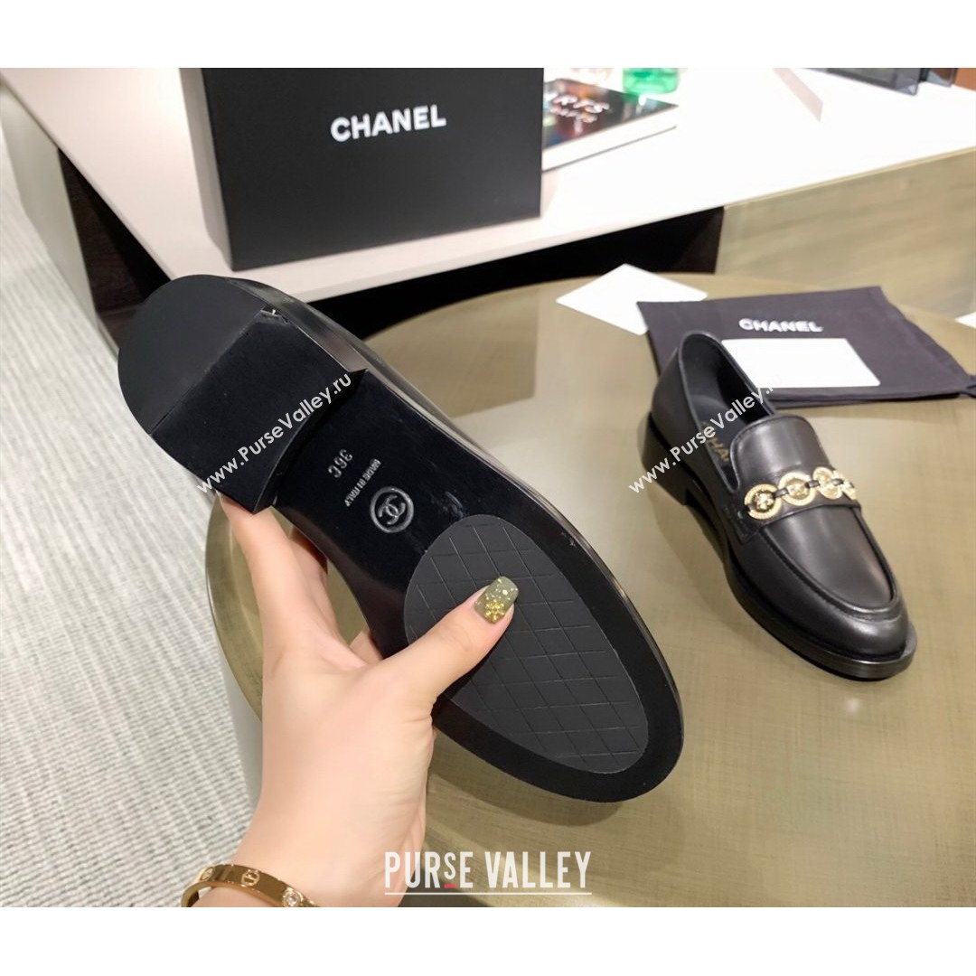 Chanel Calfskin Loafers with Coin Charm G37932 Black 2021 (MD-21080936)