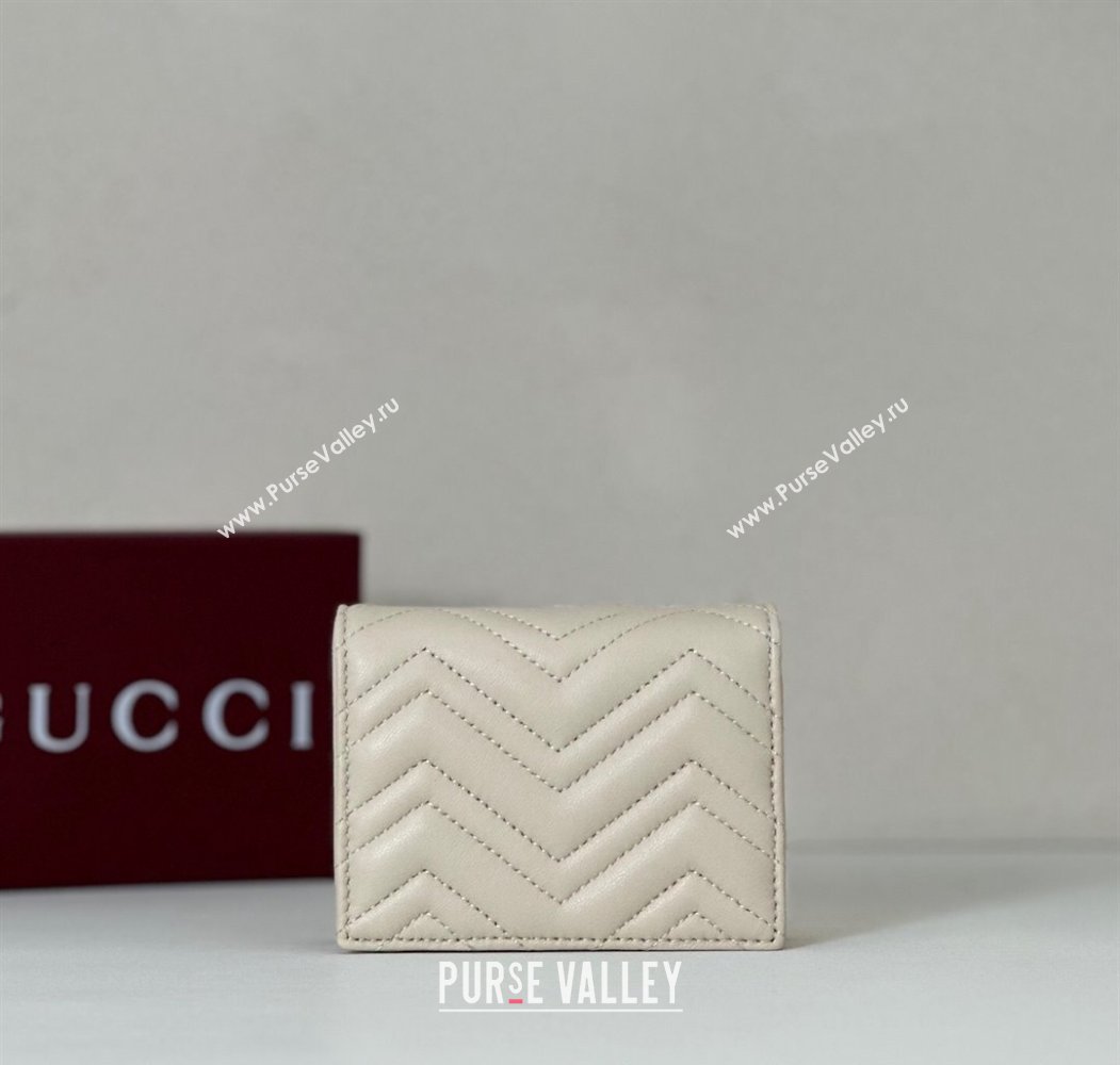 Gucci GG Marmont Leather small wallet White 2025 466492 (DLH-250808009)