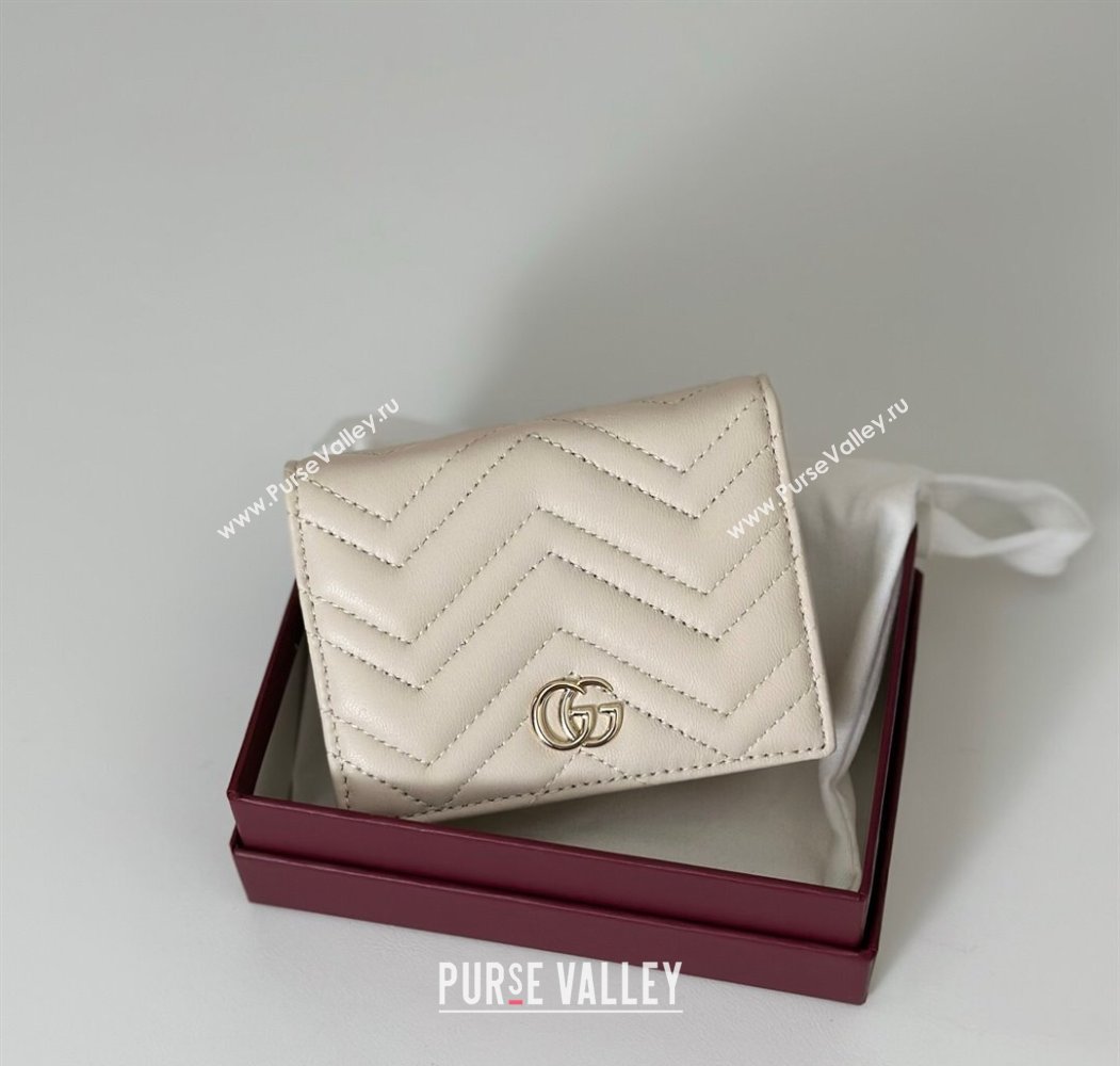 Gucci GG Marmont Leather small wallet White 2025 466492 (DLH-250808009)