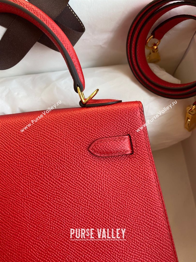 Hermes Kelly 25/28/32cm Bag in Original Epsom Leather Red/Gold 2024 (Handmand) (M-24021910)