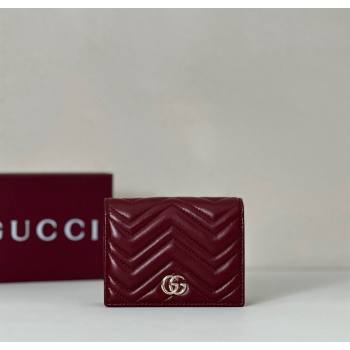 Gucci GG Marmont Leather small wallet Ancora Red 2025 466492 (DLH-250808010)