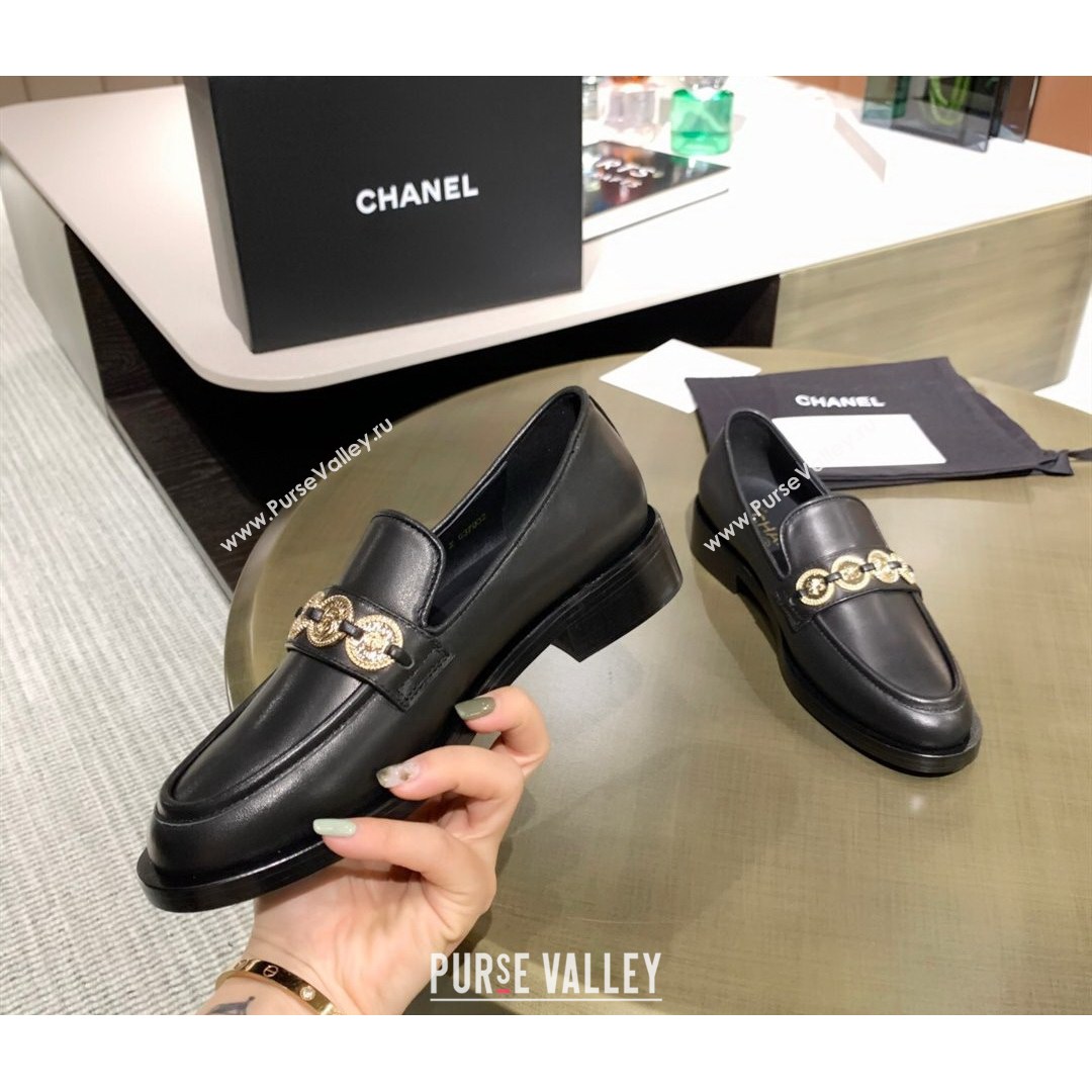 Chanel Calfskin Loafers with Coin Charm G37932 Black 2021 (MD-21080936)