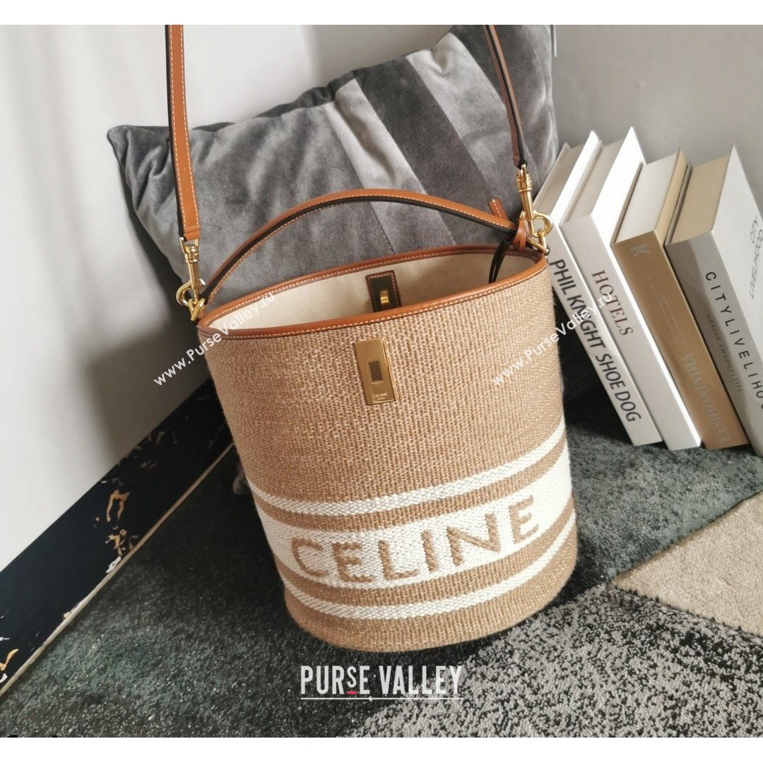 Celine Bucket 16 Bag IN TEXTILE and Smooth Calfskin Beige/Tan 2021 (BL-210812051)