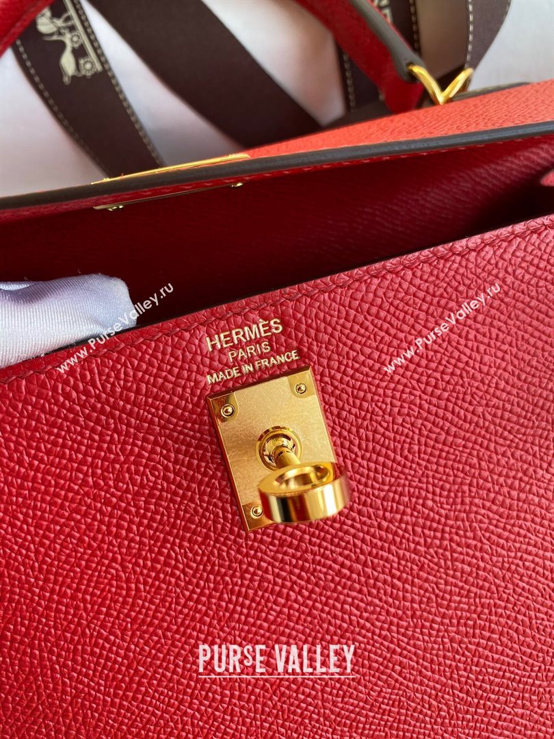 Hermes Kelly 25/28/32cm Bag in Original Epsom Leather Red/Gold 2024 (Handmand) (M-24021910)