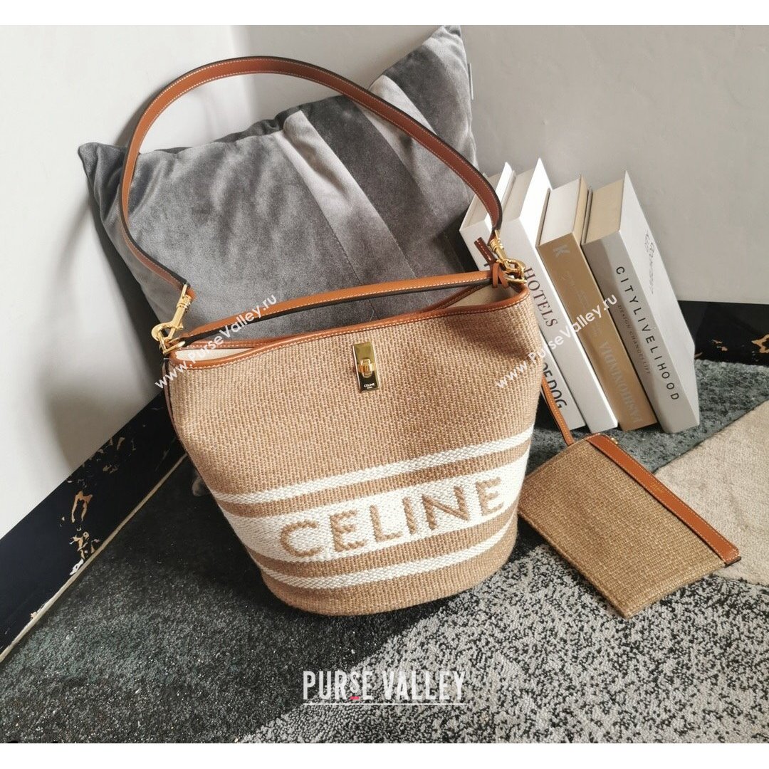 Celine Bucket 16 Bag IN TEXTILE and Smooth Calfskin Beige/Tan 2021 (BL-210812051)