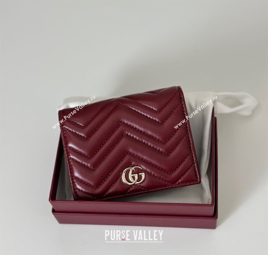 Gucci GG Marmont Leather small wallet Ancora Red 2025 466492 (DLH-250808010)