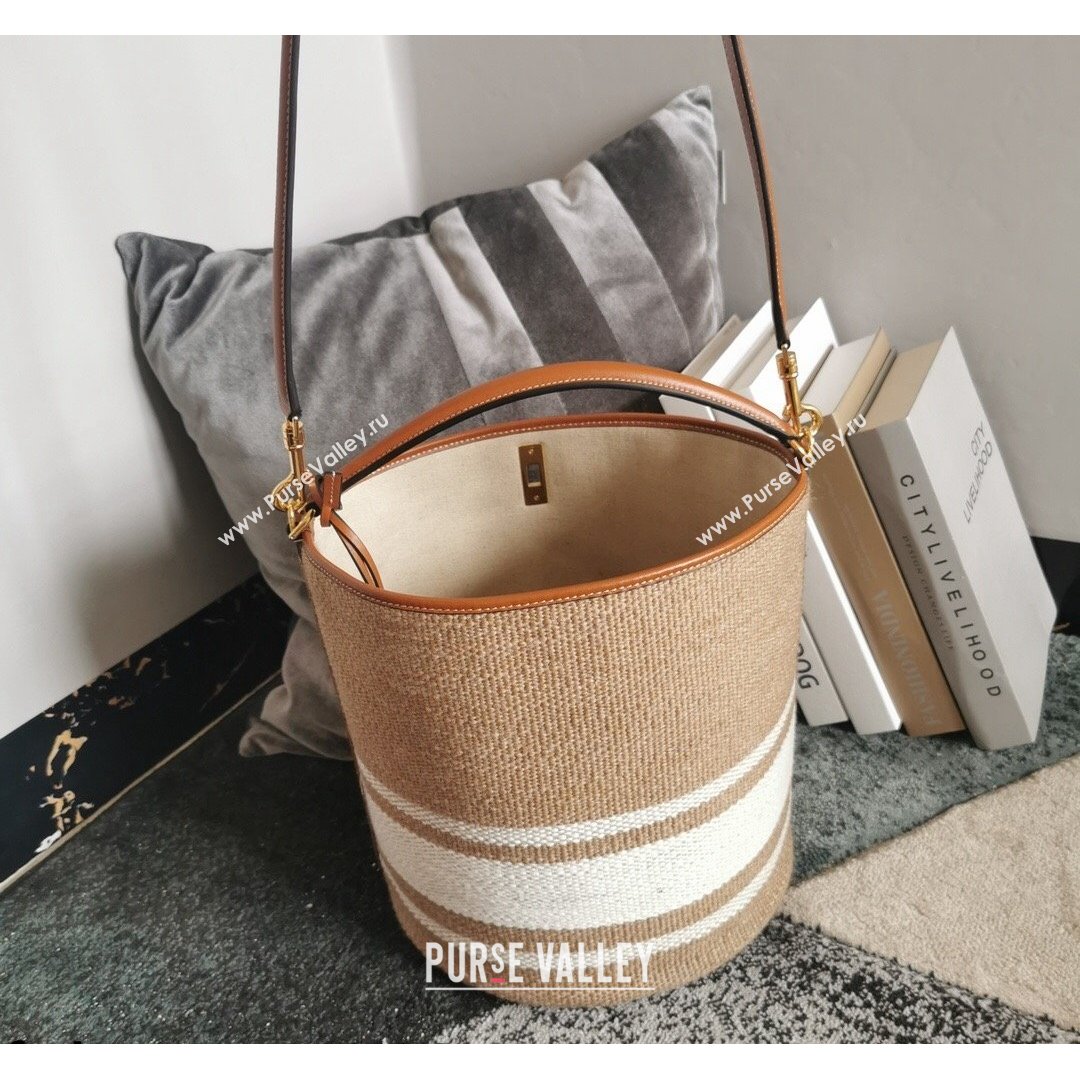 Celine Bucket 16 Bag IN TEXTILE and Smooth Calfskin Beige/Tan 2021 (BL-210812051)