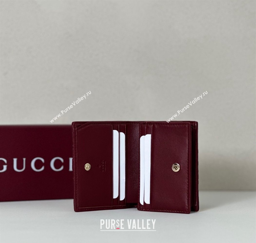 Gucci GG Marmont Leather small wallet Ancora Red 2025 466492 (DLH-250808010)