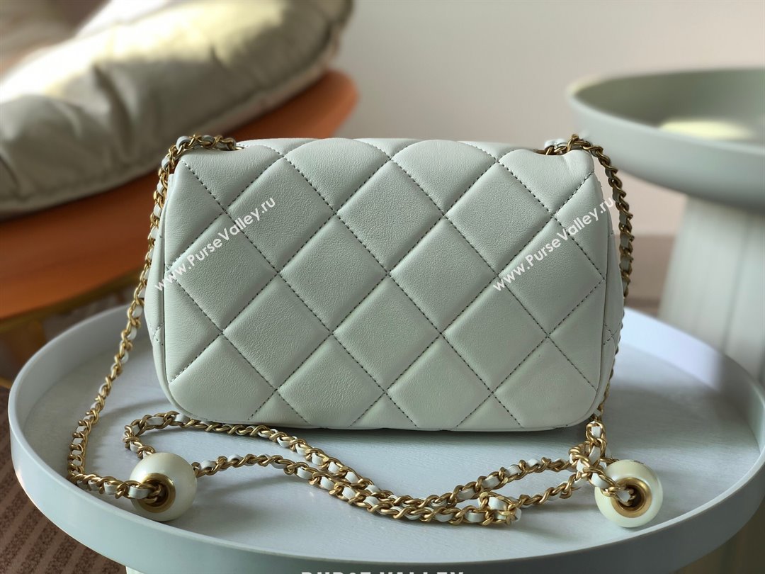 Chanel Lambskin Small Flap Bag with Pearl Chain AS4861 White 2024 (SM-24072322)