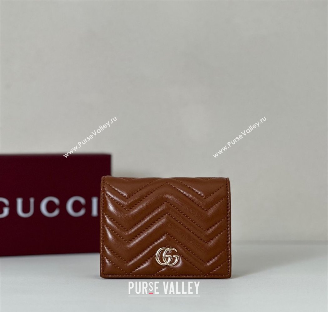 Gucci GG Marmont Leather small wallet Brown 2025 466492 (DLH-250808011)