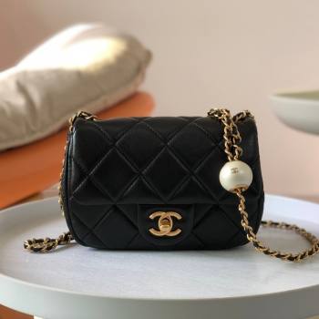 Chanel Lambskin Mini Flap Bag with Pearl Chain AS4868 Black 2024 (SM-24072319)