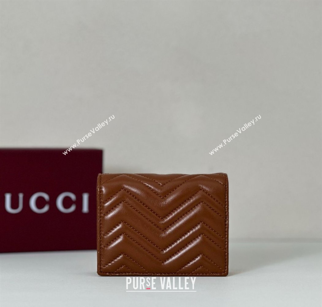 Gucci GG Marmont Leather small wallet Brown 2025 466492 (DLH-250808011)