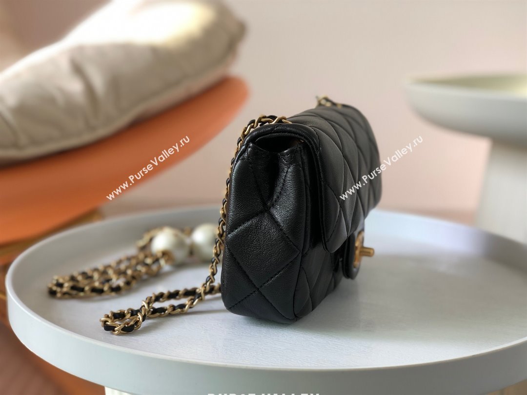 Chanel Lambskin Mini Flap Bag with Pearl Chain AS4868 Black 2024 (SM-24072319)