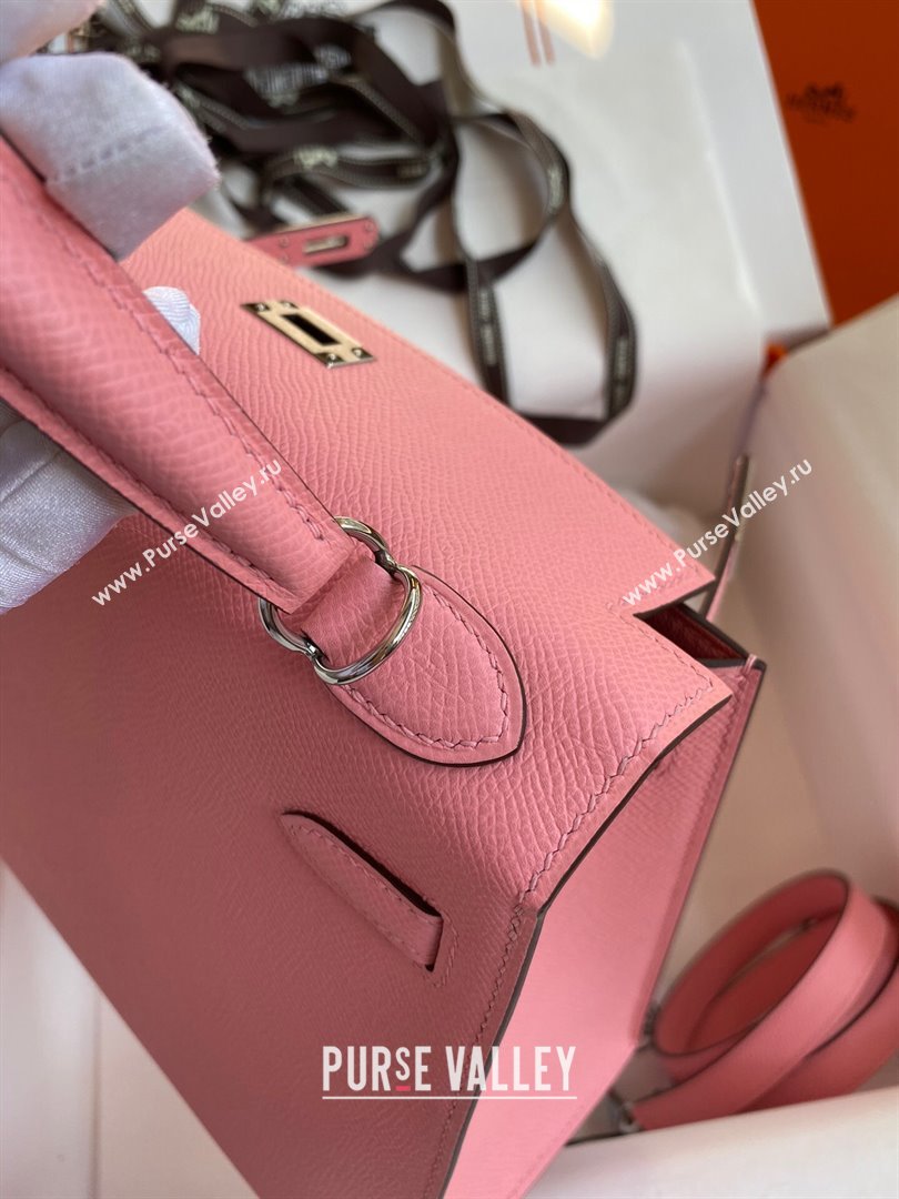 Hermes Kelly 25/28/32cm Bag in Original Epsom Leather 1Q Milk Shake Pink/Silver P2024 (Handmand) (M-24021911)