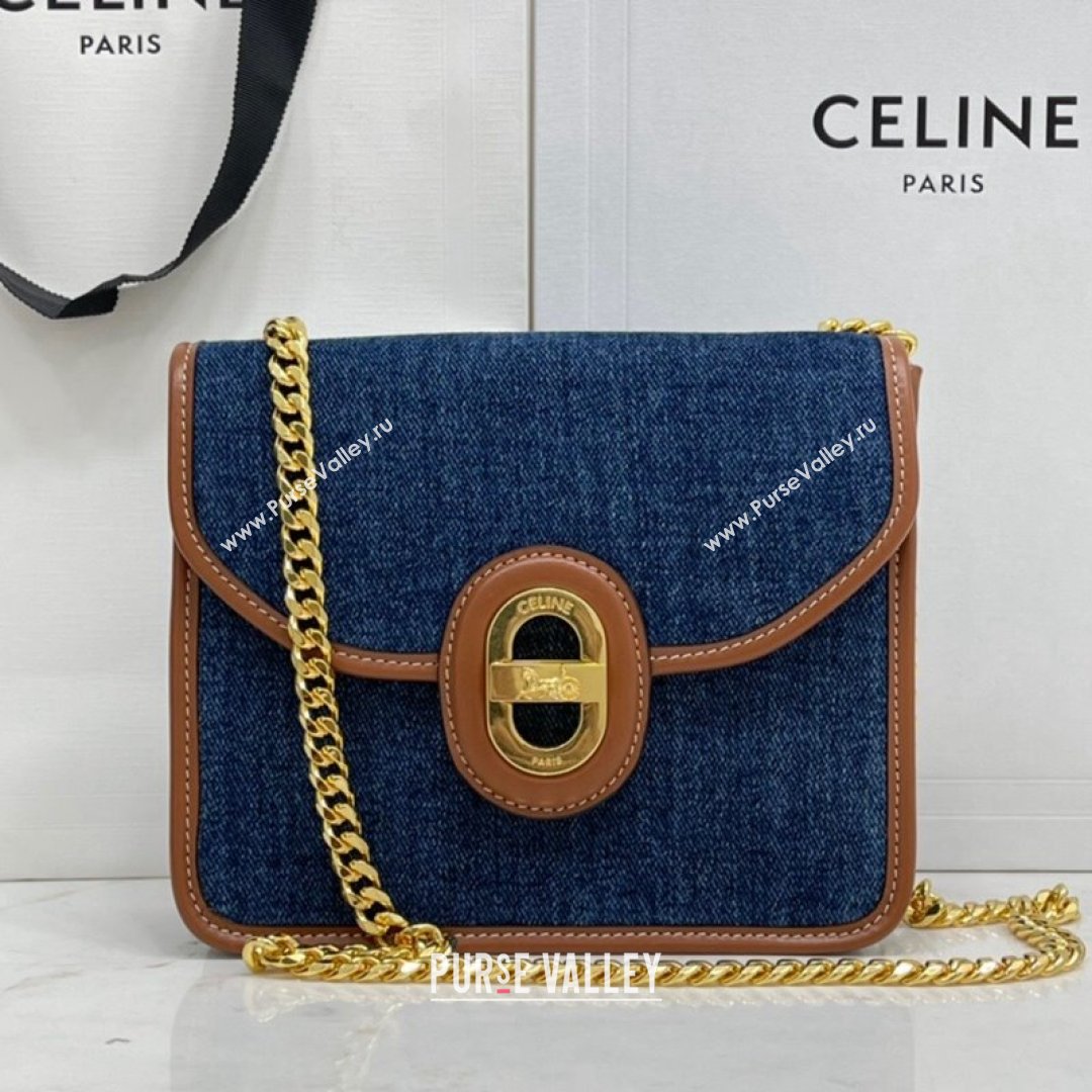 Celine Lutch Sulky Chain Mini Bag in Denim and Calfskin Blue 2021 (BL-21090411)